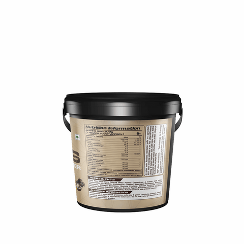 Nutrition information label on a supplement container with a white background